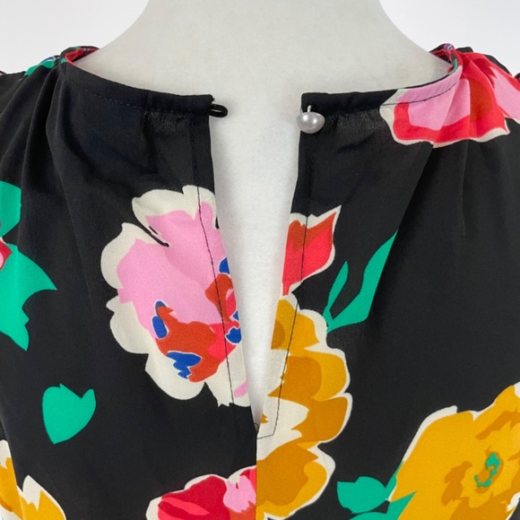 Who What Wear Floral Print Sleeveless Blouse Tank Top Black Multi Size Small - Picture 13 of 15